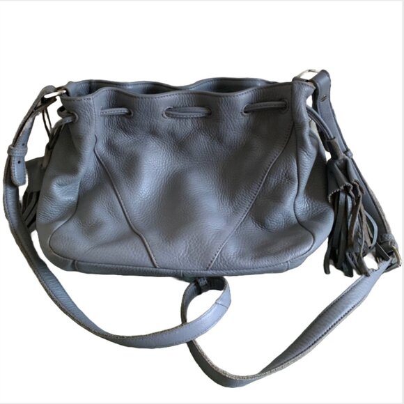 LINEA PELLE Ryan Slate Drawstring Bucket Crossbody Bag Slight Damage PLEASE READ - Picture 5 of 10